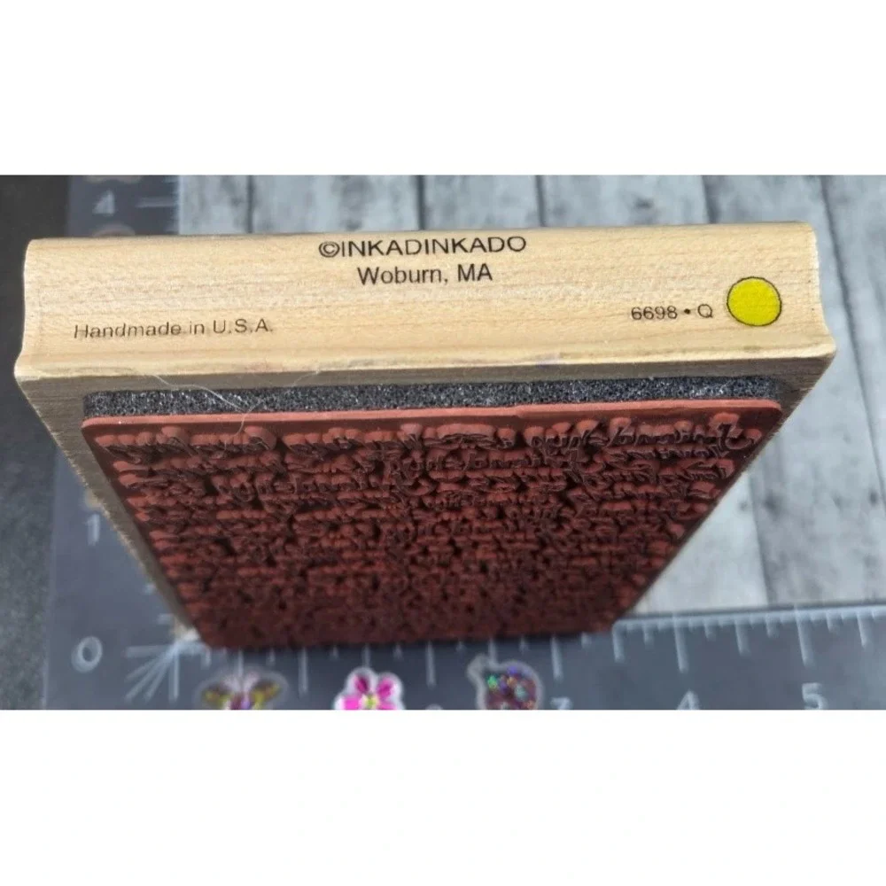 Inkadinkado Friendship Is Sharing Background 6696 Rubber Stamp Wood #D19